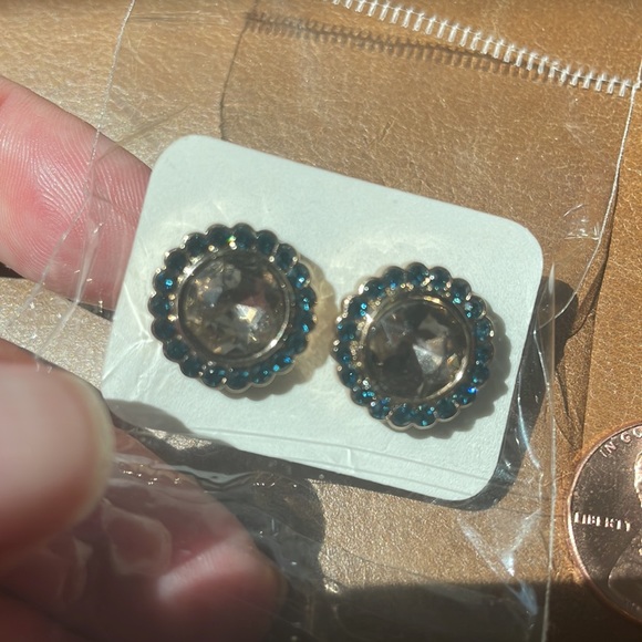 FOSSIL - Vintage Style Blue and Rose Gold Stud Earrings - Picture 2 of 3